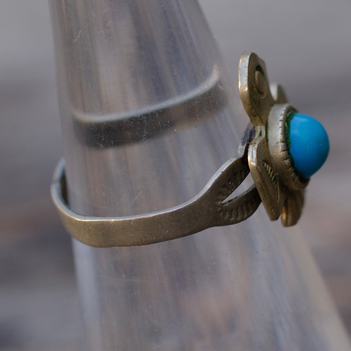 Vintage Sterling Turquoise Thunderbird Ring 4.5