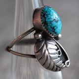 Vintage Sterling Turquoise Feather Ring 5.25