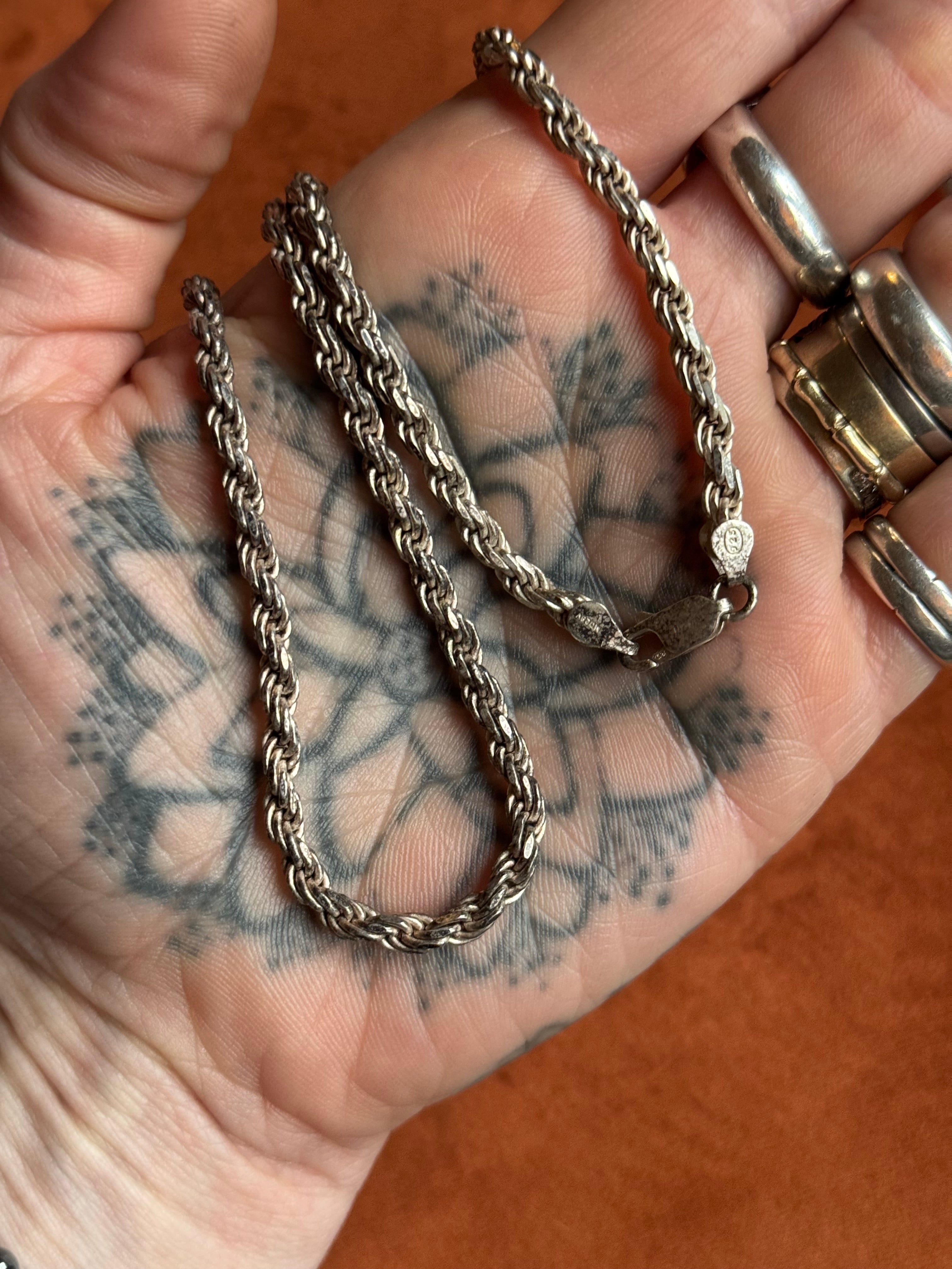 Vintage Sterling Silver 20” Rope Chain