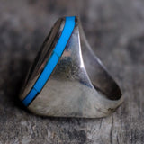 Vintage Sterling Inlaid Desert Bird Ring 8.75