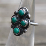 Vintage Sterling Turquoise Cluster Ring 3.5