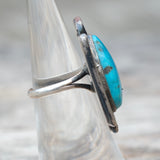 Vintage Sterling Turquoise Roper Ring 5