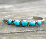 Vintage Sterling 5-Stone Turquoise Cuff