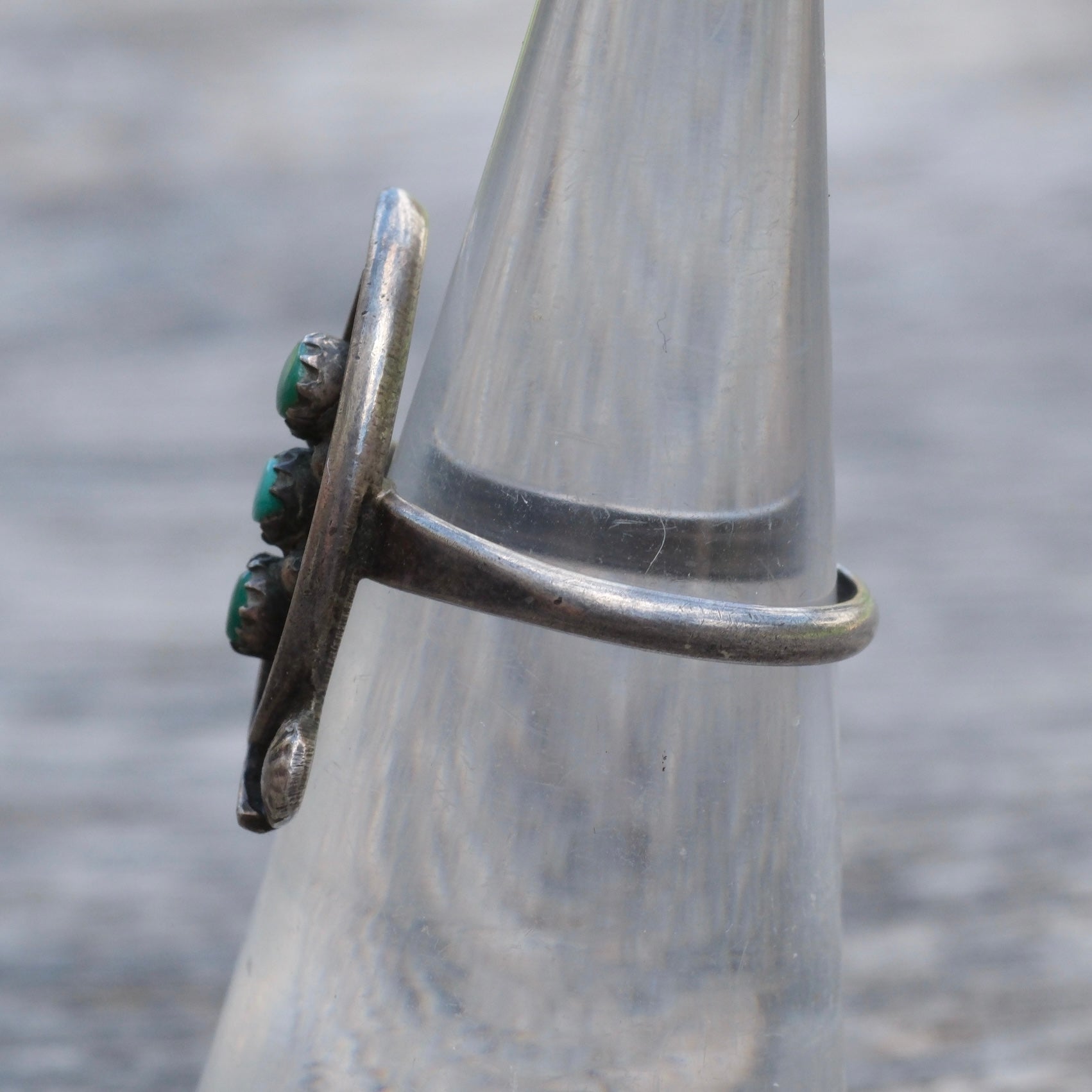 Vintage Sterling 3-Stone Turquoise Ring 4.75