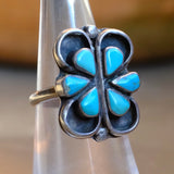 Vintage Sterling Turquoise Cluster Ring 6
