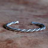 Vintage Sterling Silver Braided Cuff Bracelet 6"