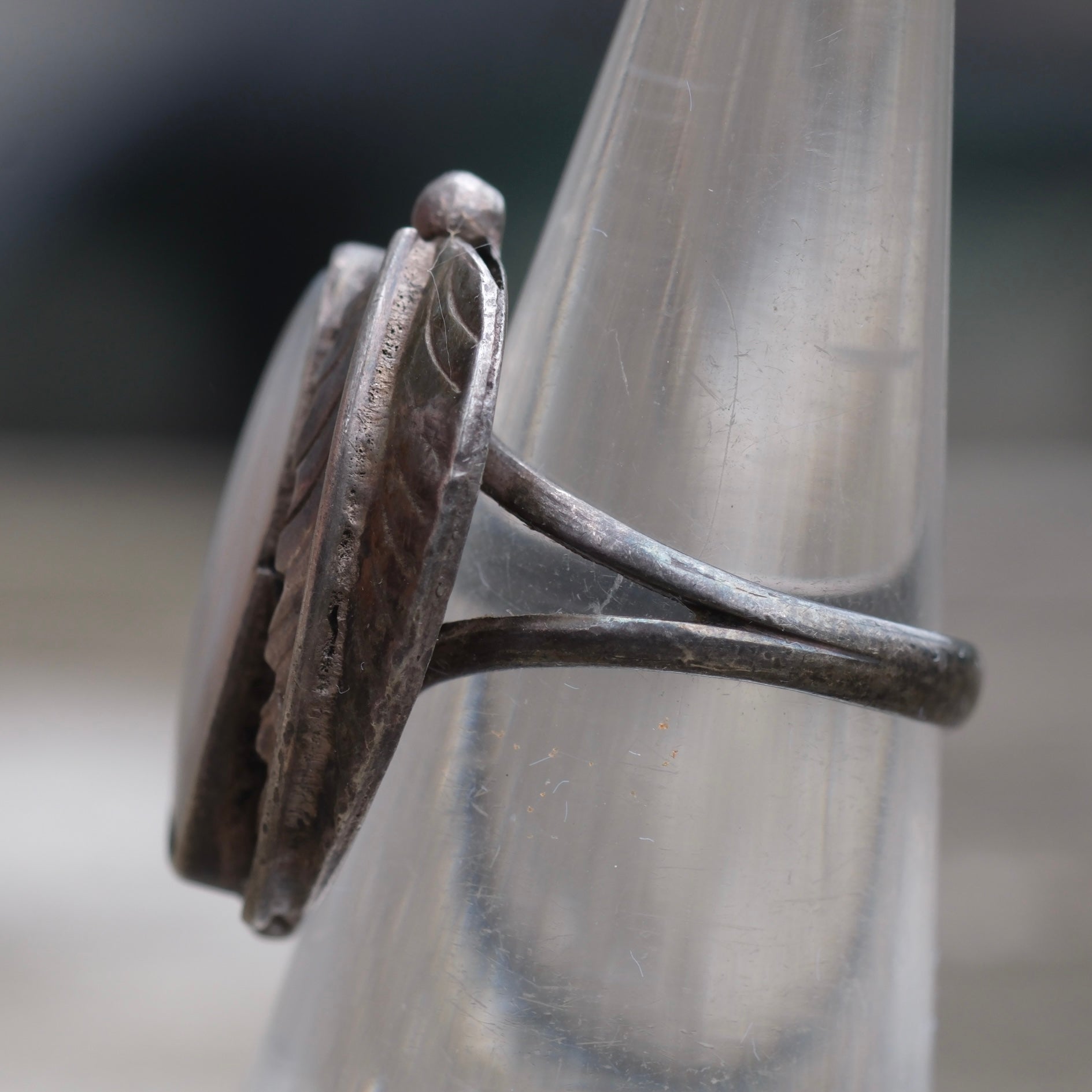 Vintage Sterling Mother Of Pearl Feather Ring 5