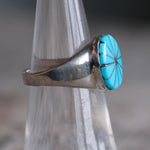 Vintage Sterling Turquoise Inlay Pinwheel Ring 5.5