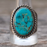 Vintage Sterling Turquoise Stamped Band Ring 11.75
