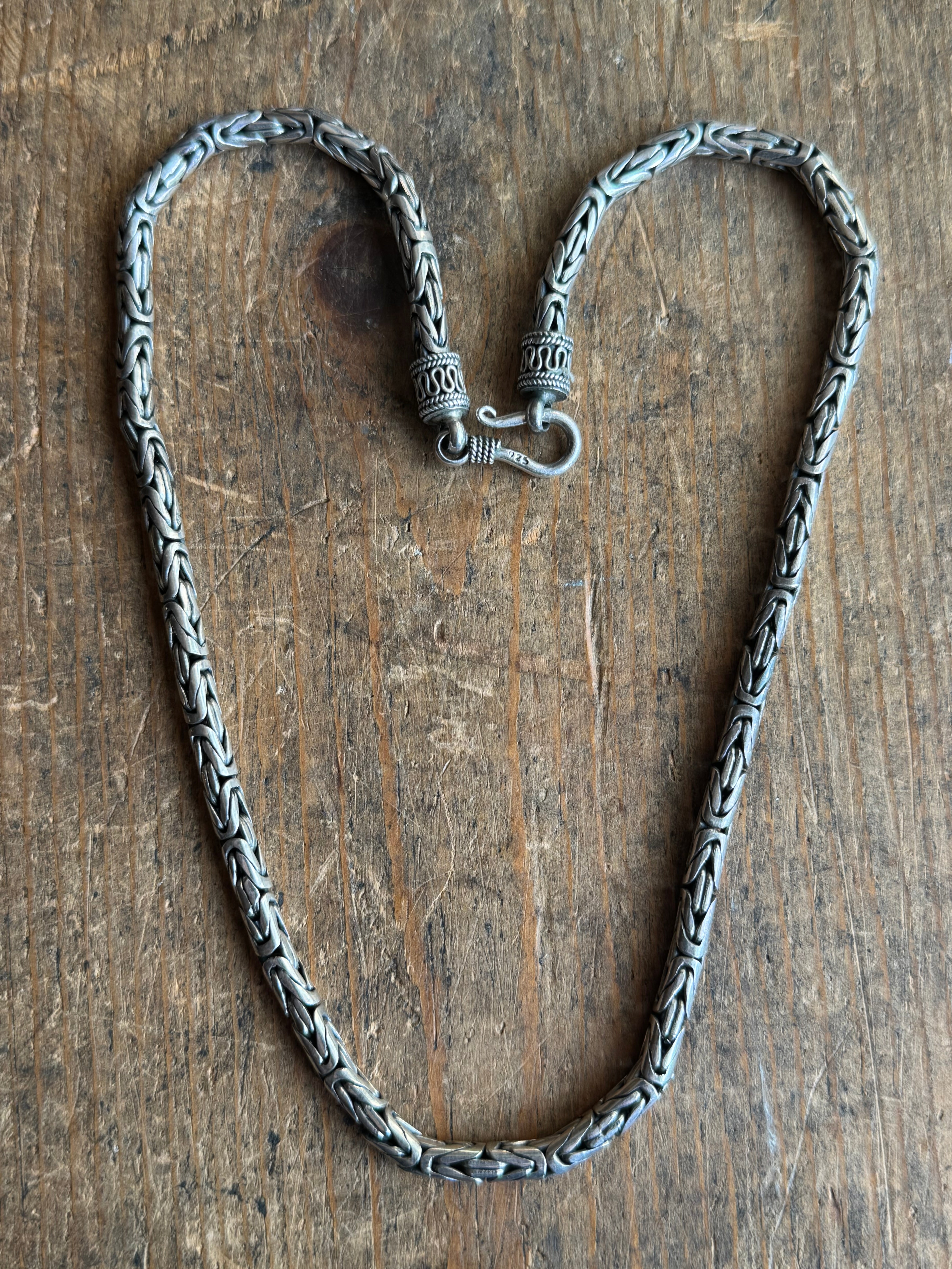 Vintage Sterling Silver 18” Chunky Byzantine Chain