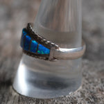 Vintage Sterling Opalite Inlay Band 10.75