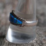 Vintage Sterling Opalite Inlay Band 10.75