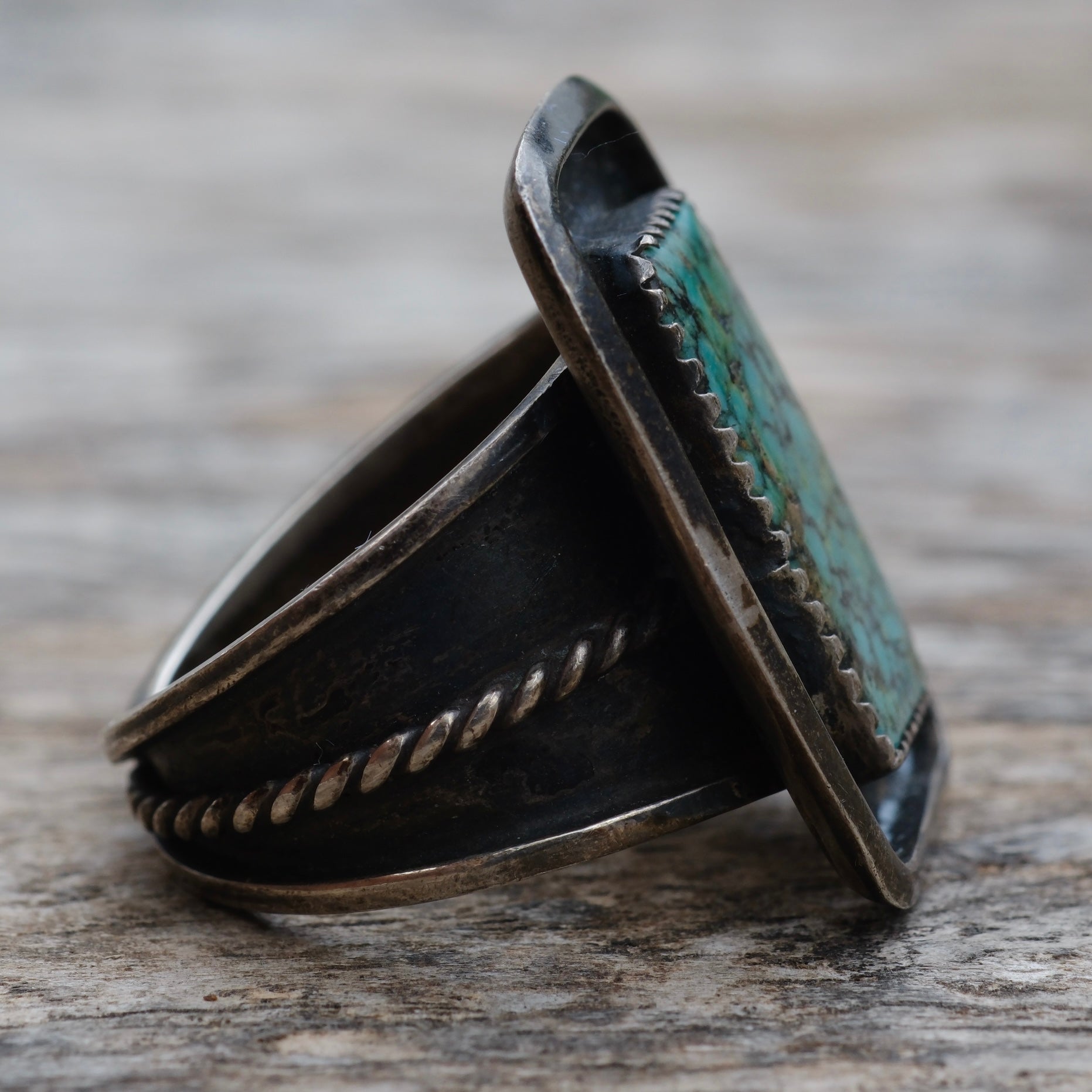 Vintage Sterling Turquoise Ring 10.5