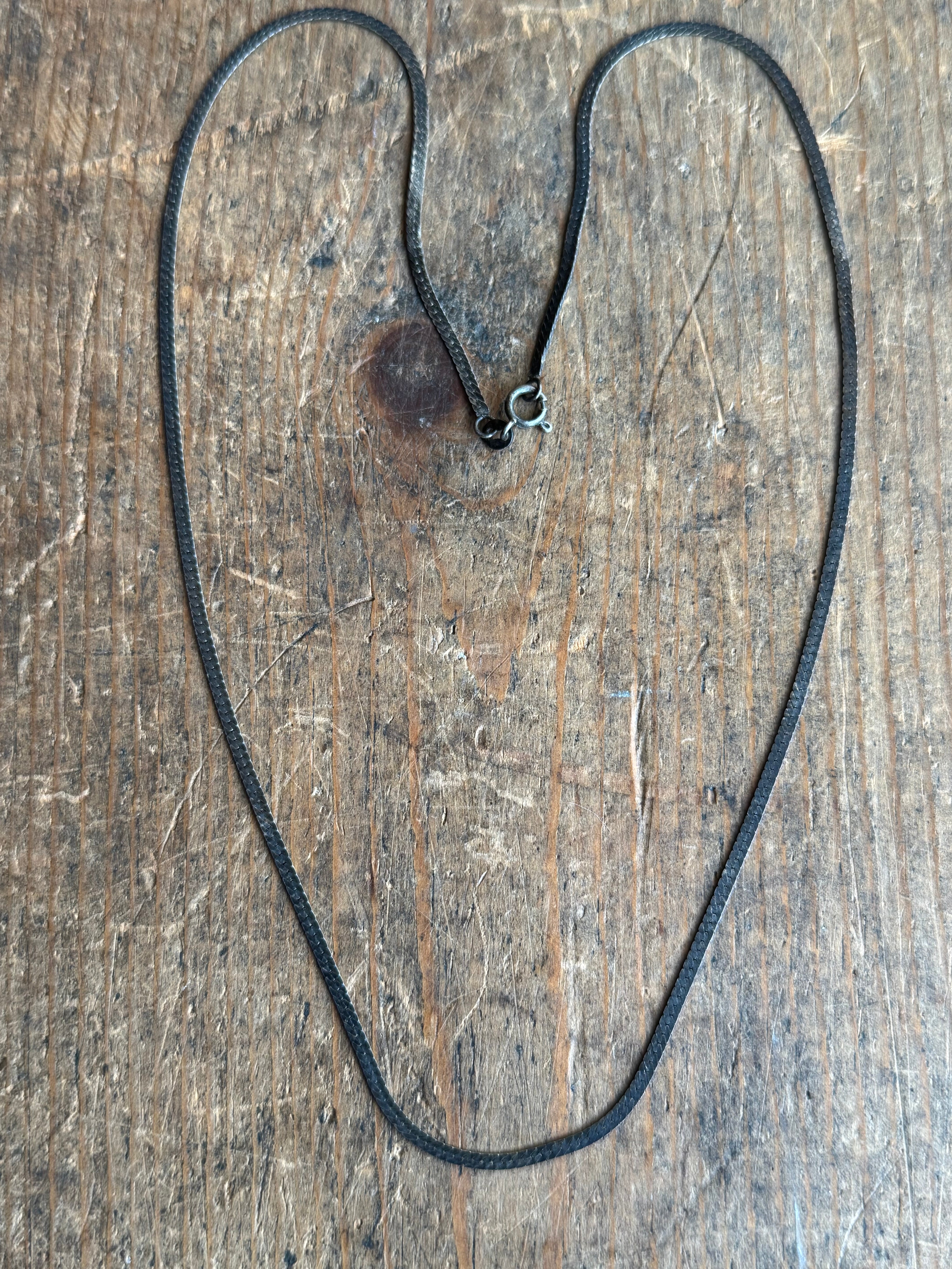 Vintage Sterling Silver 20" Patinaed Herringbone Chain