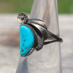 Vintage Sterling Turquoise Feather Ring 6