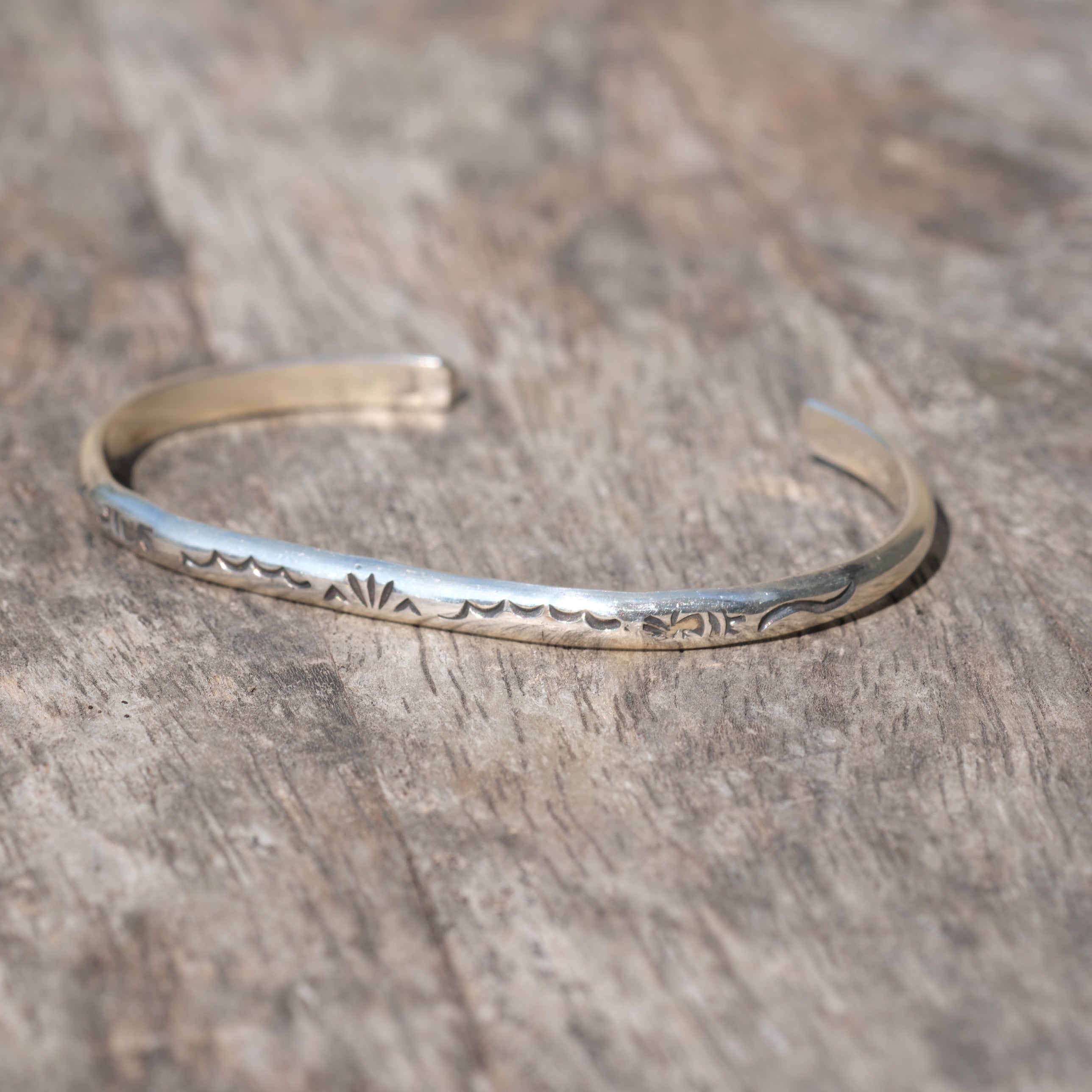 Vintage Sterling Silver Mountain Vista Stamped Cuff