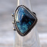 Vintage Sterling Turquoise Roper Ring 4.25