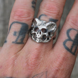 Vintage White Bronze Biker Ring 9.75