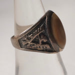 Vintage Sterling Brown Stone Thunderbird Ring 8