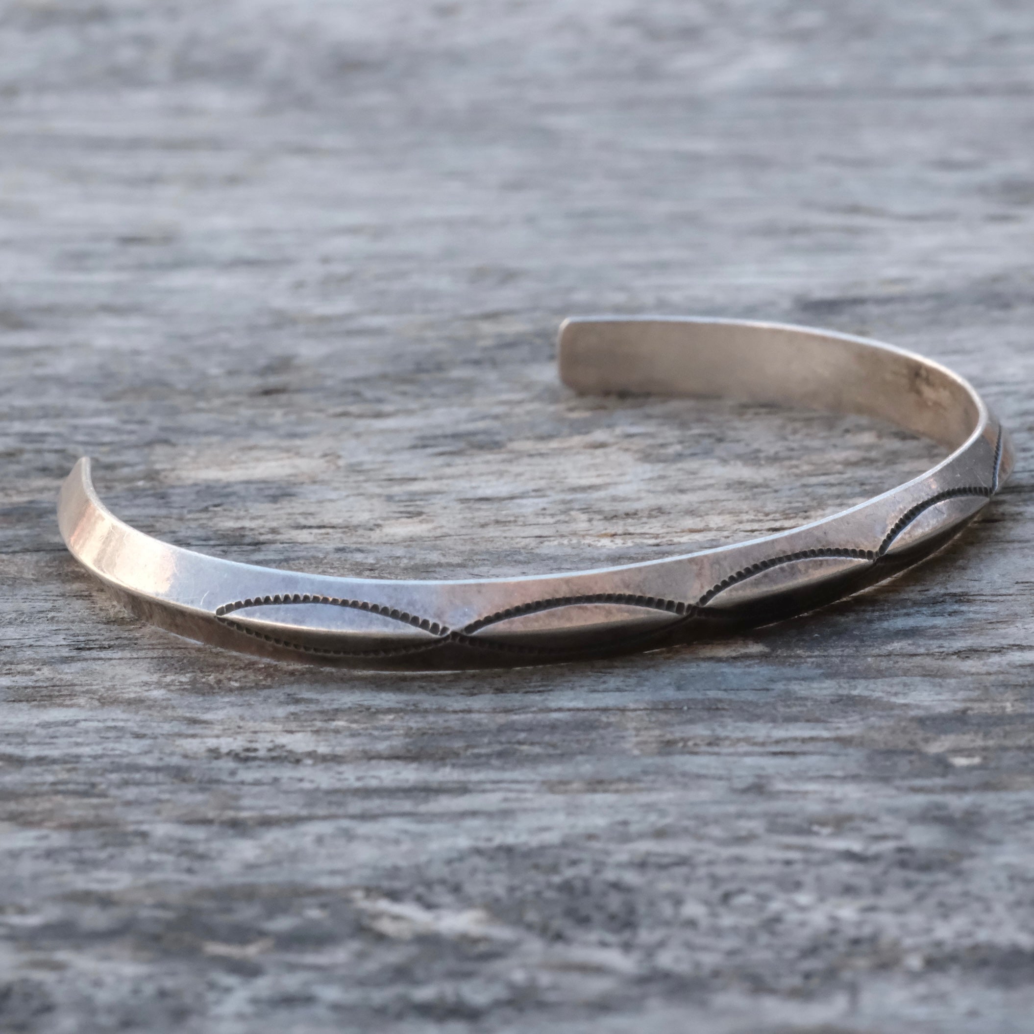 Vintage Sterling Stamped Triangle Cuff Bracelet