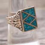 Vintage Sterling Crushed Turquoise RIng 7.75