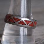 Vintage Sterling Coral Inlay Band 11.5