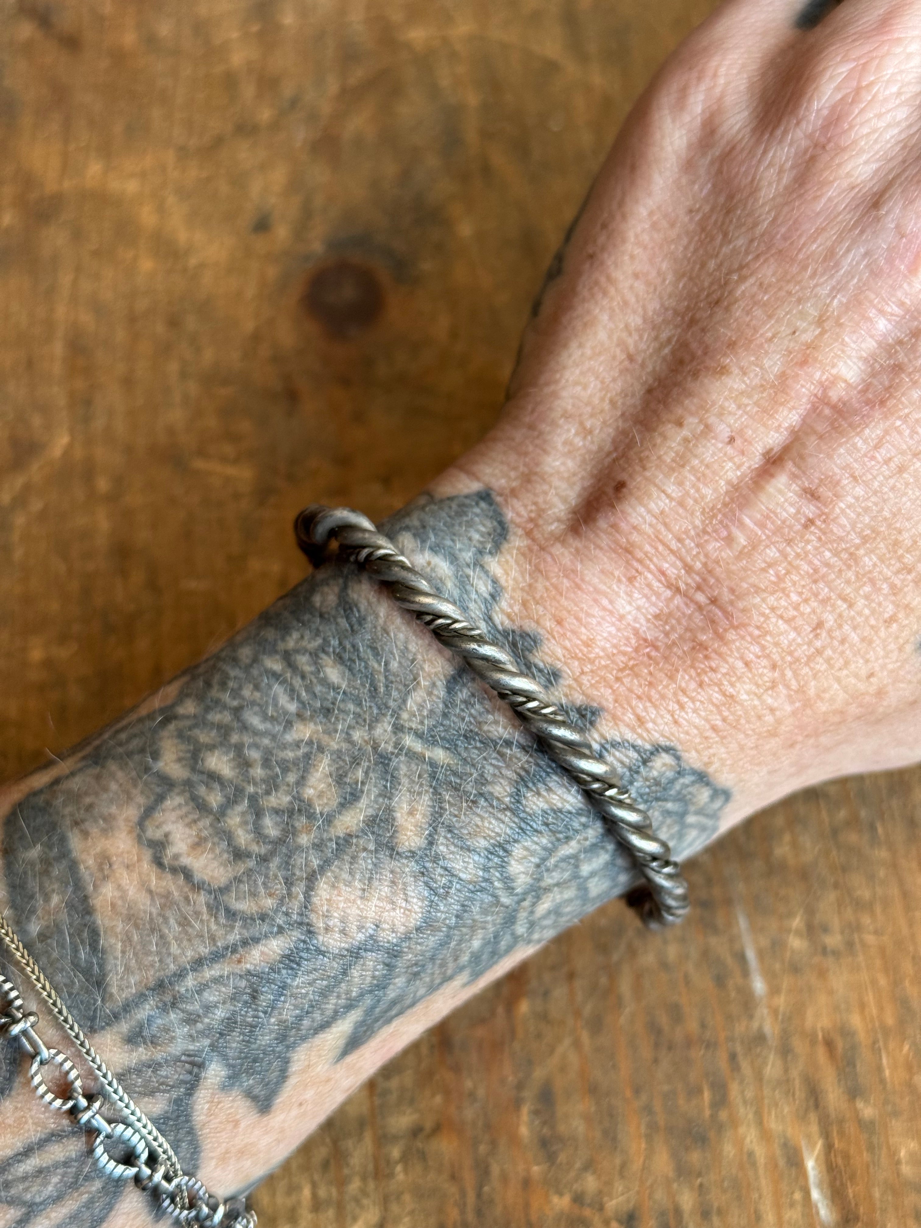 Vintage Sterling Silver Twisted Rope Cuff