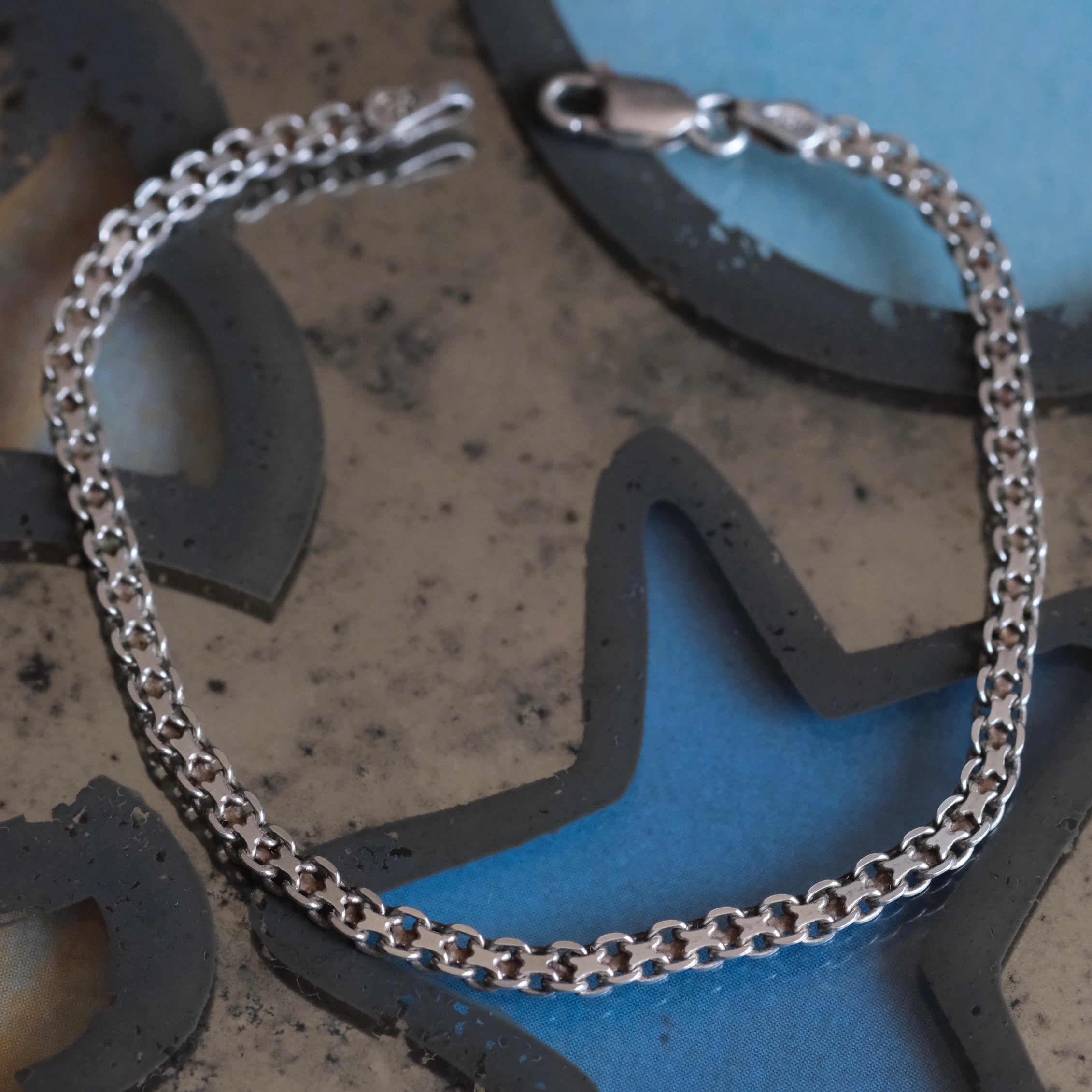Vintage Sterling Silver Bismark Chain Bracelet 6.75"