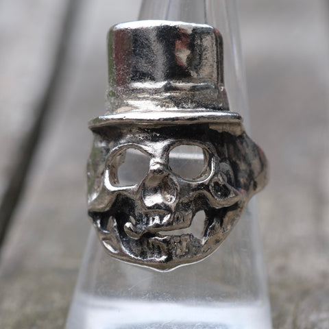 Vintage White Bronze Biker Ring 8.75