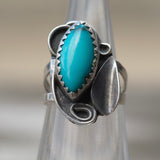 Vintage Sterling Turquoise Feather Ring 3