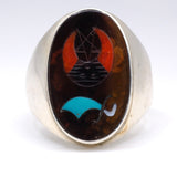 Vintage Sterling Zuni Inlay Shriners Ring 11.25