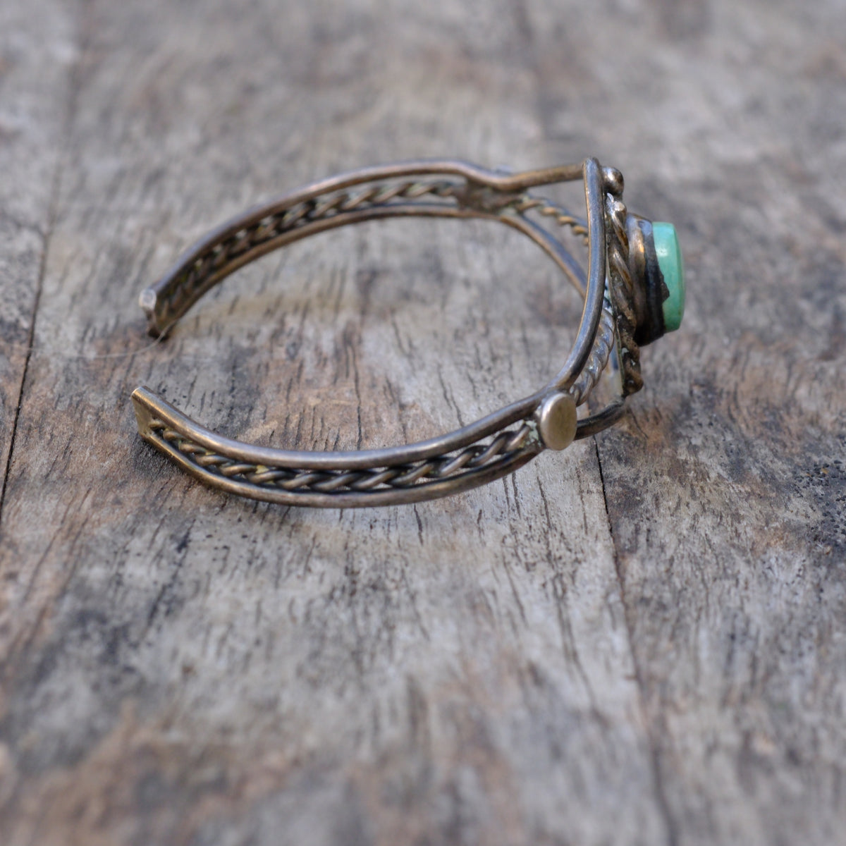 Cuff Vintage Sterling Turquoise Rope Cuff Bracelet