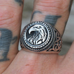 Vintage Sterling Silver Eagle Signet Ring 10