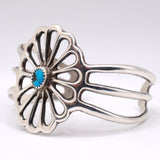 Vintage Sterling Turquoise Sandcast Cuff Bracelet