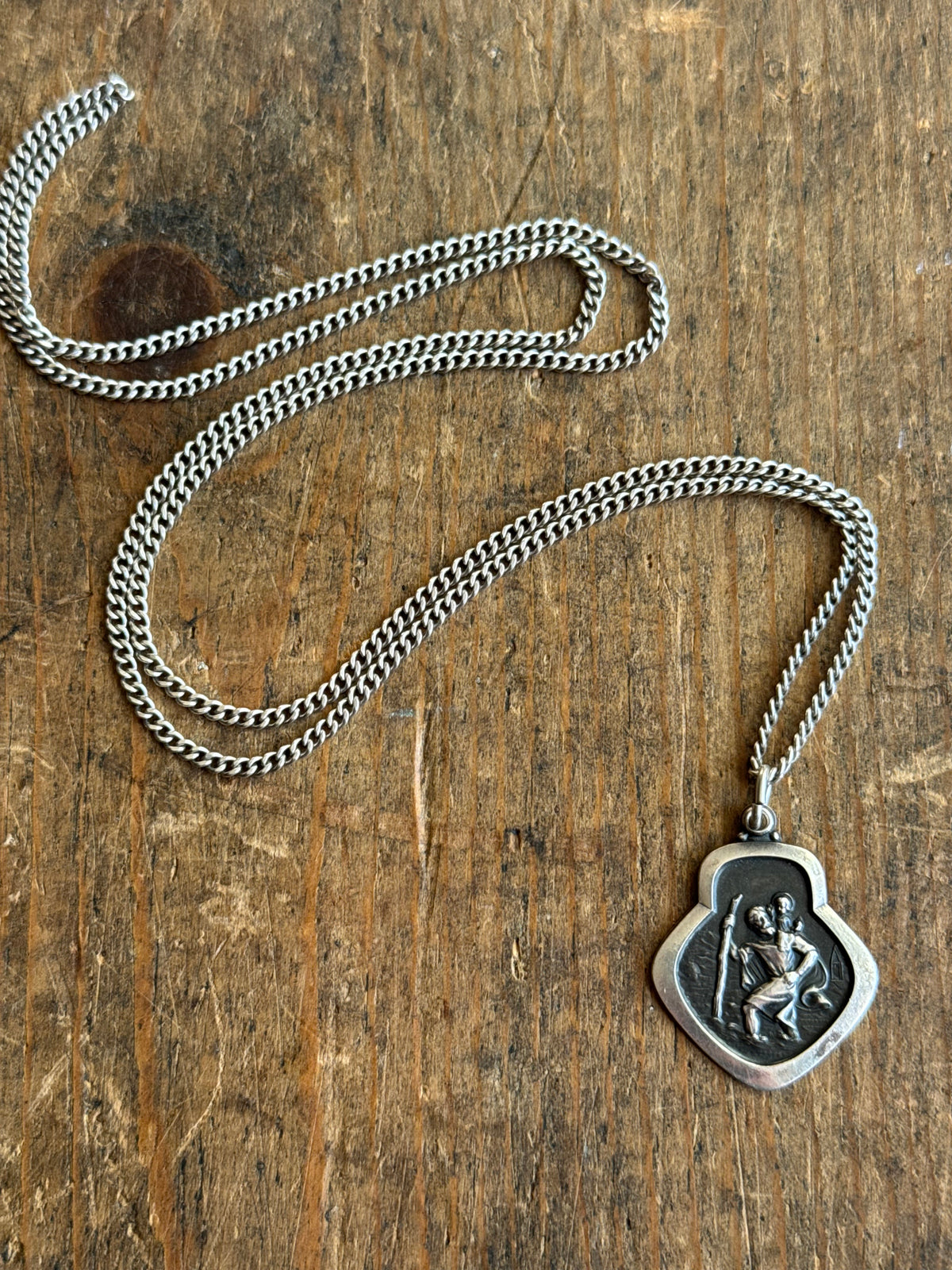 Vintage Sterling Silver St. Christopher Necklace