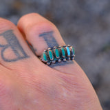 Vintage Sterling Petit Point Turquoise Ring 6.75