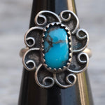 Vintage Sterling Turquoise Ring 3.75