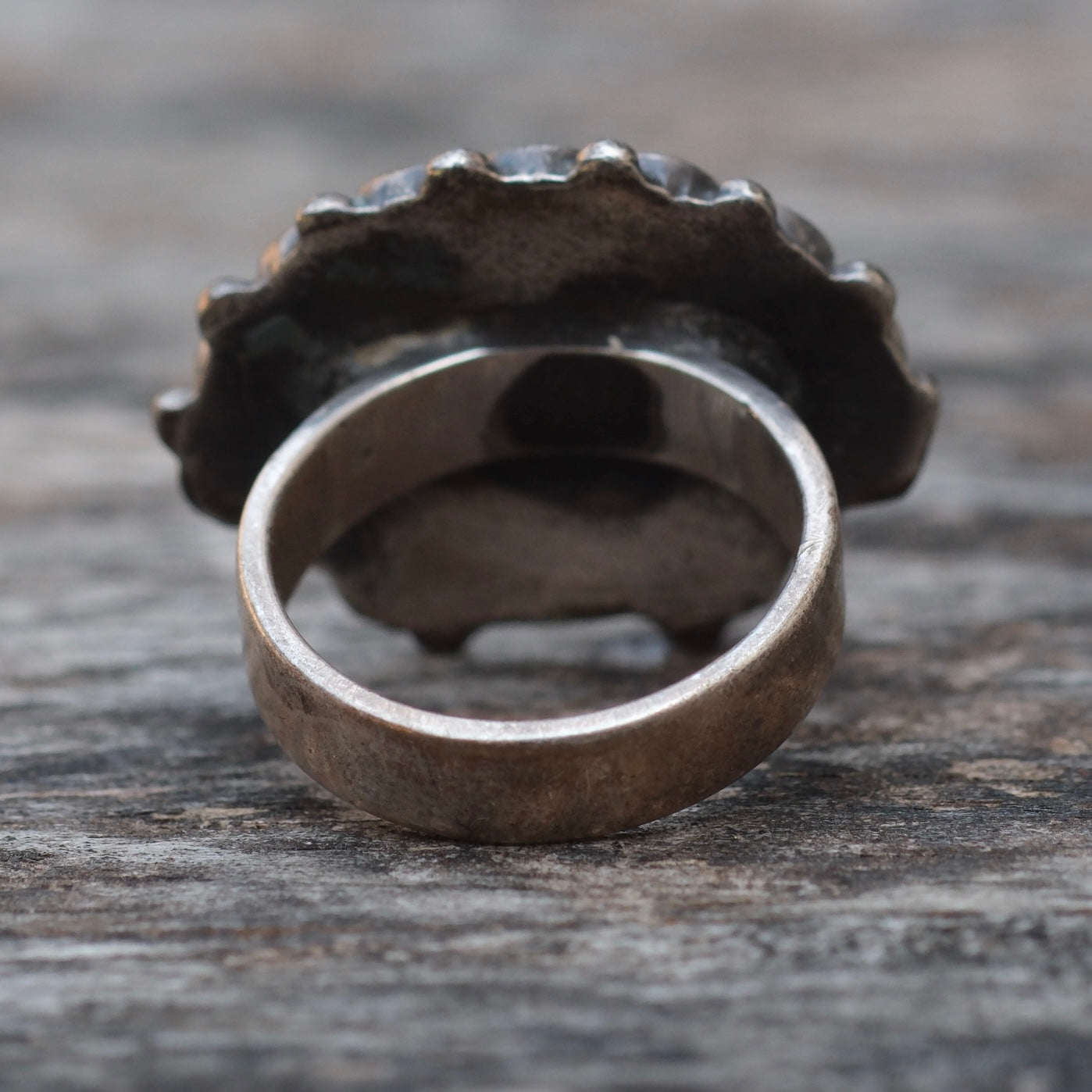 Older Vintage Sterling Multistone Inlay Headdress Ring 3.75