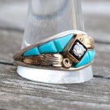 Vintage Sterling Turquoise CZ Ring 15.5