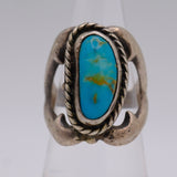 Vintage Sterling Silver Sandcast Turquoise Ring 5.75