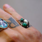 Vintage Sterling 2-Stone Malachite Feather Ring 5.5