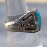 Vintage Sterling Sun Bell Trading Post Turquoise Ring 8.75