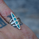 Vintage Sterling Turquoise Inlay Ring 6