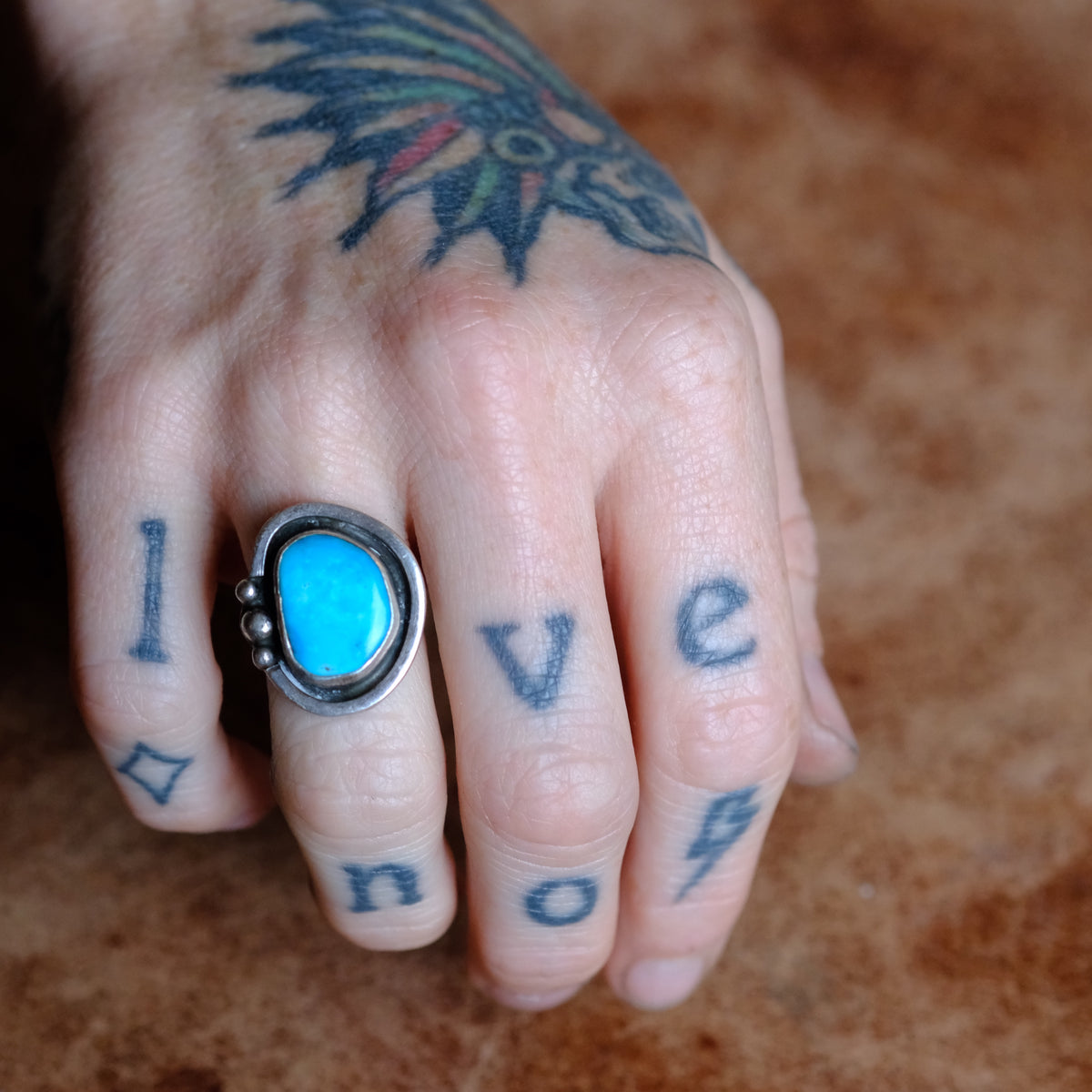 Vintage Sterling Turquoise Ring 5.5