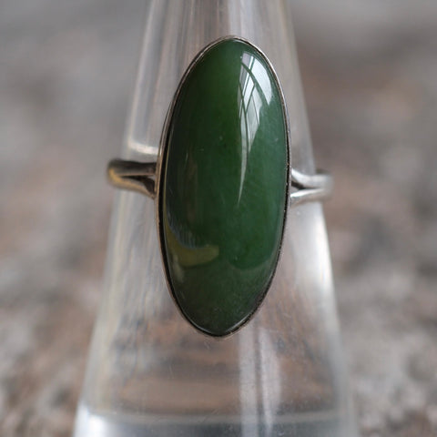 Vintage Sterling Green Carnelian Ring 6.75