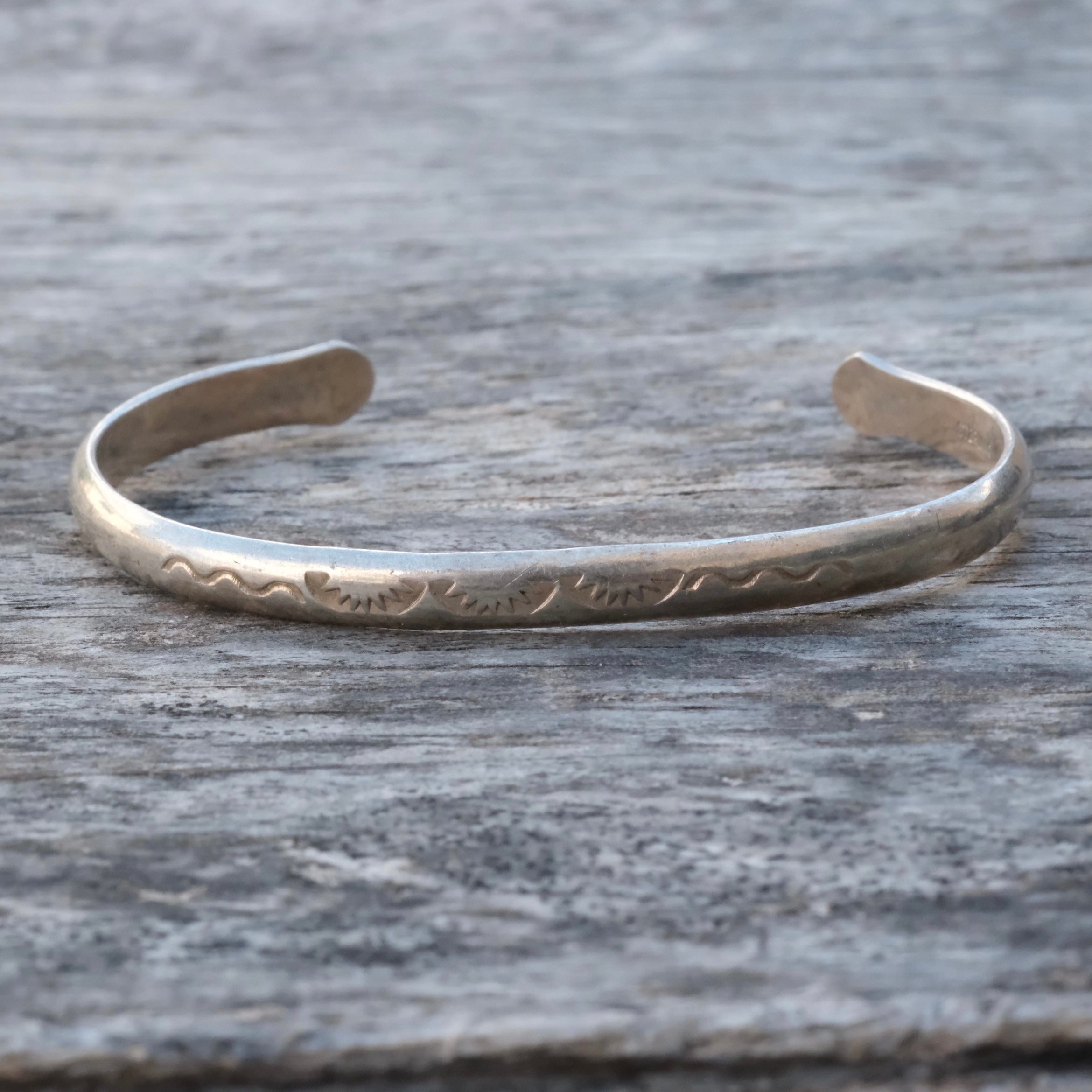 Vintage Sterling Stamped Cuff Bracelet
