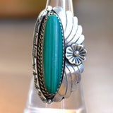 Vintage Sterling Malachite Blossom Ring 6.75