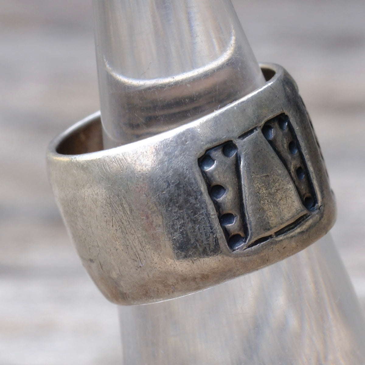 Vintage Sterling Chunky Stamped Band Ring 5