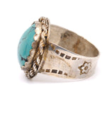 Vintage Sterling Turquoise Roper Stamped Band Ring 12.25