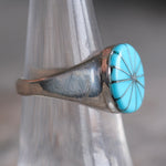 Vintage Sterling Turquoise Inlay Pinwheel Ring 6.5